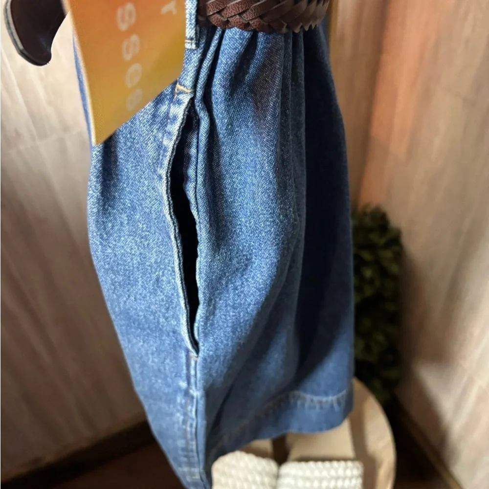 St. John’s Bay Vintage Denim Romper Shorts with Belt NWT